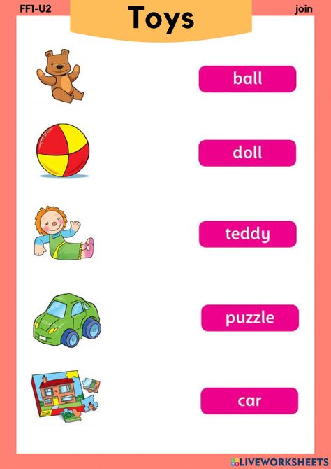 Family and friends 1 unit 2 vocabulary worksheet Family And Friends 1 Worksheet, Toys Worksheets For Kids, Toys Activities For Kids, Toys Worksheets, Activies For Kids, Capital Letters Worksheet, Test For Kids, Sms Language, English Learning Books