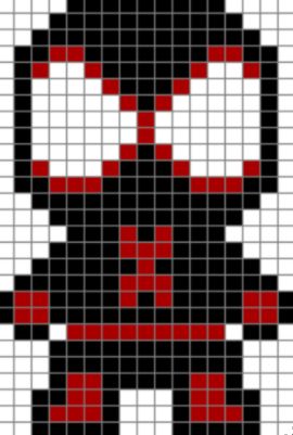 Miles Morales Fuse Beads, Miles Morales Pixel Art Grid, Pixel Art Grid Spiderman, Cross Stitch Spiderman, Spider Man Crochet Grid, Pixel Art Ideas Creative, Spiderman Pixel Art, Spiderman Painting, Piskel Art