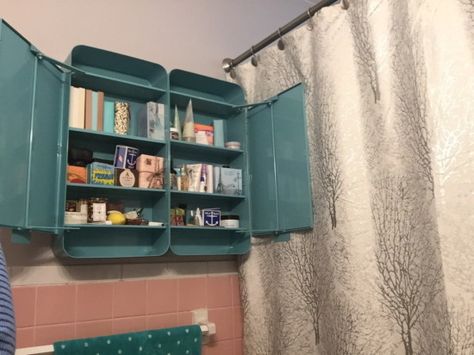 IKEA GUNNERN now a double bathroom cabinet - open Ikea Medicine Cabinet, Hanging Bathroom Cabinet, Bathroom Cabinets Ikea, Laundry Reno, Cabinet Hack, Hack Ikea, Custom Cabinet, Ikea Hackers, Double Bathroom