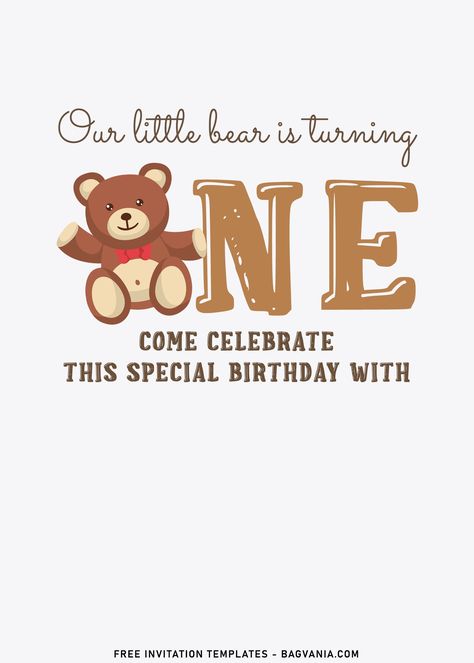 Bear Party Invitations, Bear Birthday Invitations, Teddy Bear Birthday Invitations, Bear Birthday Party Invitations, First Birthday Invitation Cards, Rainbow Teddy Bear, 1st Birthday Invitation Template, Birthday Invitation Card Template, Bear Cupcakes