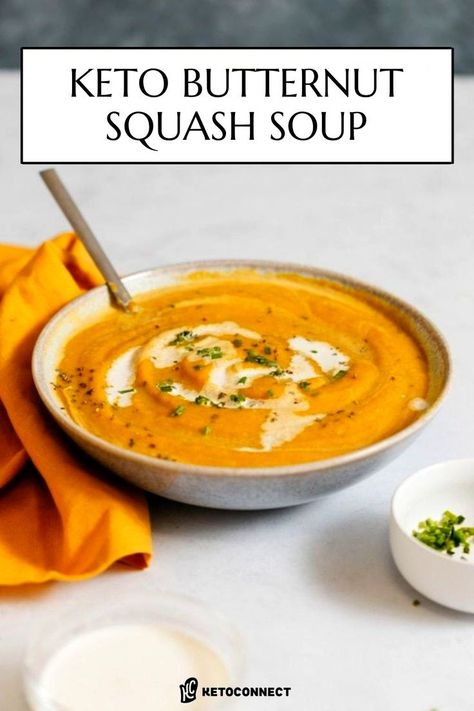 It’s sweater weather, guys! That means it’s time for cozy soups to warm you up on cold days. This keto butternut squash soup recipe is creamy, delicious, and low carb. Around this time of the year, you can probably find butternut squash at every single grocery store in the country. It’s a seasonal vegetable welcomed around the fall and throughout winter. If you're looking to make low carb butternut squash soup this fall, this is the best recipe for keto butternut squash soup! Low Carb Squash Soup, Keto Butternut Squash Soup Low Carb, Keto Squash Soup, Low Carb Butternut Squash Soup, Low Carb Butternut Squash Recipes, Keto Butternut Squash Recipes, Keto Butternut Squash Soup, Keto Butternut Squash, Canned Squash