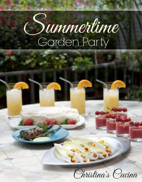 Summertime garden party easy summer entertaining menu Summer Party Menu, Cookout Menu, Entertaining Menu, Garden Party Recipes, Summer Dinner Party, Easy Main Dishes, Dinner Party Summer, Dinner Party Menu, Buffet Design