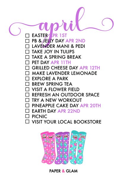 April Seasonal Living List Seasonal Living List, Monthly Celebration, Planners Stickers, Girlfriends Day, Monthly Activities, Seasonal Living, Spring Tea, Spring Fun, Life List