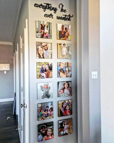 Small Wall Family Picture Ideas, Pictures Wall Ideas Living Room, Single Family Home Decor, Photo Wall Collage Small Space, Decorate Wall With Pictures, Mixtiles Wall Ideas, Family Pictures Wall Ideas, Modern Home Decor Style, Hall Photo Wall Ideas