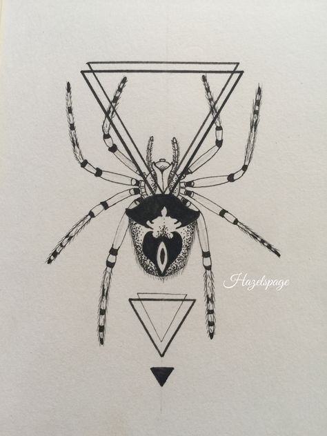 Bold geometric spider illustration Spider Tattoo Geometric, Web With Spider Tattoo, Tattoo Spider Web, Spider Web With Spider, Spider Tattoo Ideas, Tattoo Ideas Meaning, Tattoo Spider, Spider Illustration, Thigh Tat