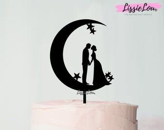 Moon Wedding Cake, Gamer Wedding Cake, Bicycle Wedding Cake, Moon Wedding Theme, Moon Cake Topper, Mr And Mrs Wedding Cake, Celestial Wedding Theme, Wedding Cake Topper Silhouette, Gamer Wedding