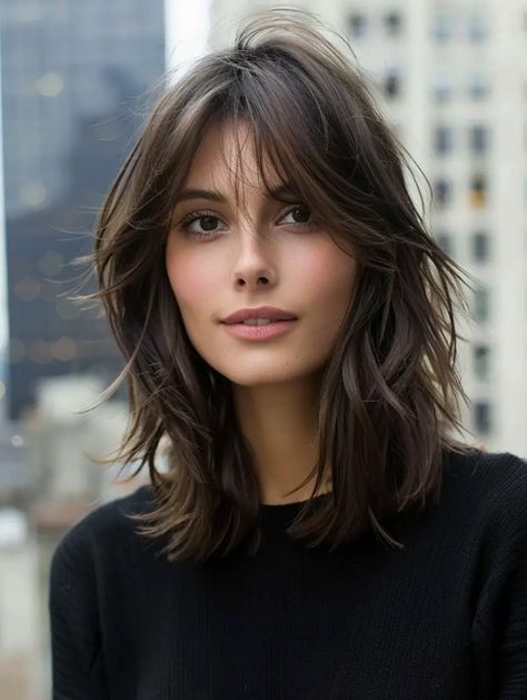 Choppy Short Hair With Curtain Bangs, Kristen Stewart Bob Hair, Bob With Fringe Bangs Mid Length, Lob Hair Curtain Bangs, Unique Short Hair Styles, Short Shag Haircut With Curtain Bangs, Wavy Long Bob Curtain Bangs, Simple Everyday Hairstyles For Short Hair, Bangs With Oval Face Shape