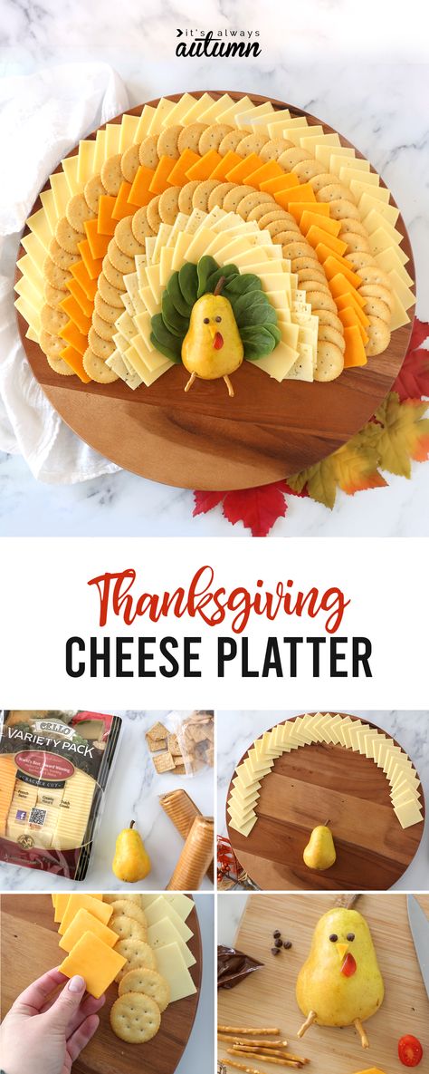 This Thanksgiving cheese board looks impressive but is really easy to put together! Click through for instructions. #thanksgiving Thanksgiving Cheese And Sausage Tray, Thanksgiving Cheese Plate Turkey, Cracker And Cheese Platter Ideas Thanksgiving, Turkey Cheese Tray Thanksgiving, Turkey Cheese Board Thanksgiving, Cheese And Cracker Turkey Tray, Friendsgiving Cheese Board, Cheese Turkey Platter, Turkey Cheese And Cracker Platter