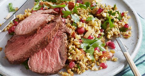 Follow this simple roasted lamb rump and freekah salad recipe for a delicious meal. Pomegranate Recipes Salad, Top 10 Healthy Foods, Lamb Salad, 10 Healthy Foods, Cranberry Salad, Baked Roast, Busy People, Christmas Cooking, Good Healthy Recipes