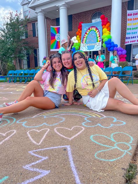 Rainbow Sorority Theme, Care Bear Bid Day, Bear Bid Day, Bid Day Themes Sorority, Themes Sorority, Sorority Themes, 80's Theme, Recruitment Ideas, Bid Day Themes