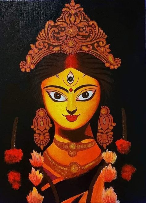 Spiritual Painting Ideas On Canvas, Devi Rangoli Designs, Spiritual Painting Ideas, Durga Drawing Art, Devi Rangoli, Durga Drawing, God Illustration, Studio Background Ideas, God Drawing