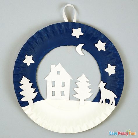 DIY Winter Paper Plate Craft Christmas Crafts For Kids Paper Plates, 2025 Crafts For Kids, Easy Kids Winter Crafts, Winter Art And Crafts For Kids, Winter Diy Kids, Winter Art And Craft, Christmas Paper Plate Crafts, Christmas Diy For Kids, Paper Plate Christmas Crafts