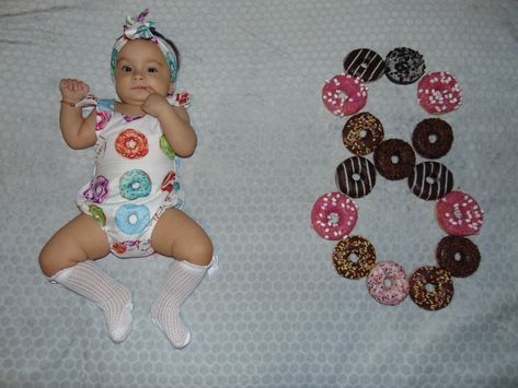 Donut Baby Photoshoot, 6 Month Donut Photoshoot, Donut Photoshoot, Monthly Photoshoot, Donut Photos, 2 Month Old Baby, Newborn Pics, Monthly Photos, Photography Basics