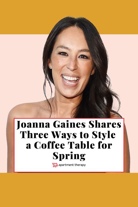 Joanna Gaines shares a few fun coffee table restyles that could inspire you to bring some spring into your living room this season. How To Stage A Round Coffee Table, Joanna Gaines Coffee Table Decor, Styling A Coffee Table Ideas, Coffee Table Style Ideas, How To Style A Square Coffee Table, Vintage Coffee Table Decor Ideas, Spring Coffee Table Decor Ideas, Small Coffee Table Styling, Round Coffee Table Decor Living Room