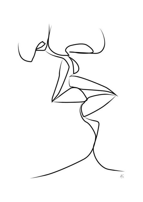 Two People Kissing, Easy People Drawings, Art Abstrait Ligne, Kissing Drawing, People Kissing, Drawings For Boyfriend, Sketches Of People, Drawing Faces, Line Art Design