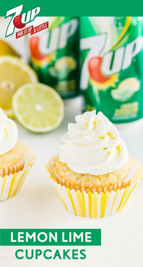 A sweet treat that boasts the flavor of your favorite soda—this recipe for Lemon Lime Cupcakes is almost too good to be true! The secret to this fun and refreshing dessert? 7UP® baked right inside! And since this bubbly ingredient is also featured in the homemade frosting, it’s not hard to see why these bite-sized goodies are so delicious. Pick up everything you need to make these with your family at Target—just in time for a summer celebration! Lime Cupcakes, Homemade Frosting, 7 Up, Salty Cake, Refreshing Desserts, Summer Celebration, Köstliche Desserts, Too Good To Be True, Baking Cupcakes