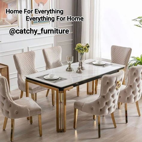 Contact Number 6304821856 😊 > Dinning table set ❤ > we will customised according to your needs > we have lots of model with unique design > our first priority is customer satisfaction ✨ #catchyfurnitures #sofamanufacturer #sofaset #SOFAMAKER #sofadesign #furnituremanufacturer #furniture #dinningtableset✅ #chairs #marriagesets #mehdipatnam > Our YouTube channel link 🔗 > Facebook link 🔗 > Mentioned in bio Thankyou❤ Gold Metal Dining Table, Gold Dining Chairs, Gold Console Table, Gold Veins, Sintered Stone Dining Table, Dining Table Gold, Gold Side Table, 6 Seater Dining Table, Gold Dining