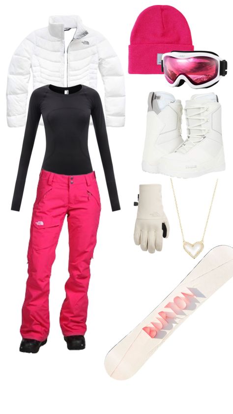 Cute Snow Gear Outfits, Cute Snow Jackets, Preppy Ski Fits, Pink Ski Outfit Aesthetic, Pink Snowboarding Outfit, Aesthetic Skiing Outfits, Preppy Skiing Outfit, Preppy Snow Outfit, Snow Boarding Aesthetic Outfits