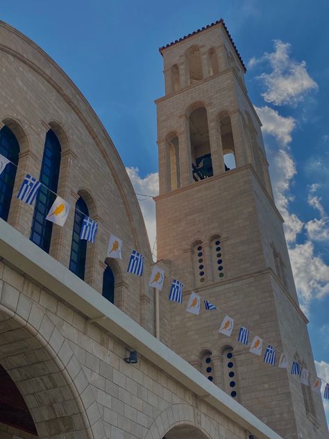 Vacation. Cyprus. Flangs. Greece. Church Flags Aesthetic, Cyprus Aesthetic, Cyprus Flag, Greek Flag, Cyprus Greece, Menu Template, Aesthetic Summer, Cyprus, Old Town