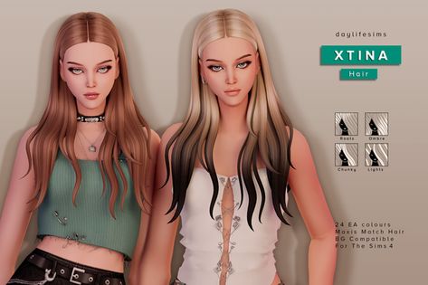 XTINA HAIR | Patreon Xtina Hair, Daylife Sims, Pelo Sims, Sims 4 Mm Cc, Sims 4 Expansions, Tumblr Sims 4, Sims 4 Cc Folder, Sims 4 Characters, Sims 4 Mm