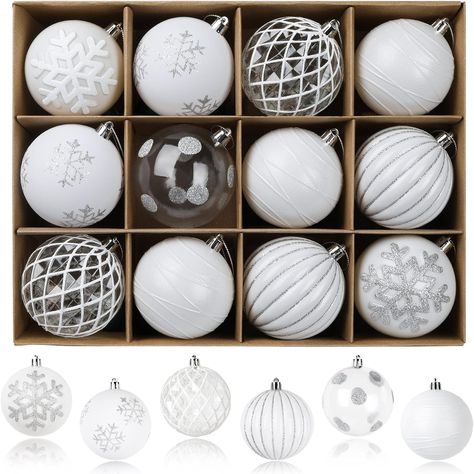 Colored Shatterproof Plastic Decorative Hanging Baubles Set for Xmas Tree Decor Holiday Party Wedding Decoration with Hook, White Hanging Baubles, Thanksgiving Party Decorations, Xmas Tree Decor, Christmas Ball Ornaments, Thanksgiving Party, Thanksgiving Parties, Christmas Ball, Christmas Hoodies, Ball Ornaments