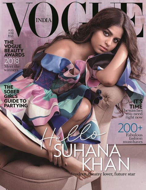 Suhana Khan on the August 2018 Cover of Vogue India Magazine Suhana Khan, Vogue Magazine Covers, Celeb Fashion, Vogue Beauty, Vogue India, Vogue Covers, Shah Rukh Khan, Family Affair, Film Producer