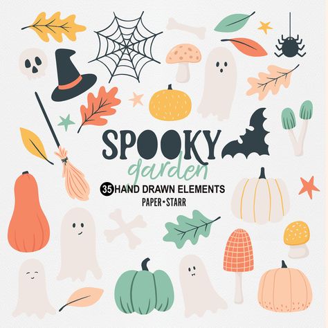 Halloween Clipart Free Cute, Witchy Elements, Spooky Garden, Cute Halloween Clipart, Halloween Motifs, Invitations Halloween, Ghost Clipart, Halloween Planner, Witch Clipart