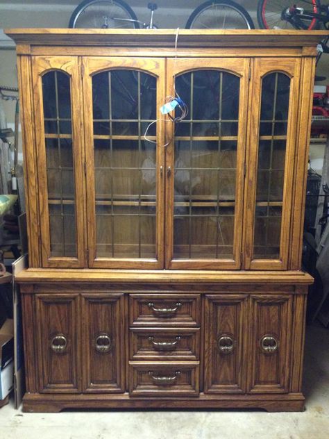 Refinish Old China Cabinet, Repurposing China Cabinet, China Cabinet Repurposed Ideas, China Cabinet To Kitchen Cabinet, Early American Furniture Makeover, Chalk Painted China Cabinet Ideas, Before And After China Cabinet Makeovers, Oak China Cabinet Makeover, Redo China Cabinet Hutch Makeover