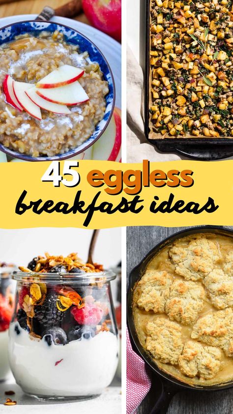 Eggless Breakfast Meal Prep, Breakfast Ideas Meatless, Breakfast Ideas That Arent Eggs, Breakfast Alternatives To Eggs, Breakfast Recipe No Eggs, No Dairy Or Egg Breakfast, Breakfast Bake No Egg, Breakfast Idea No Eggs, Low Calorie Breakfast Without Eggs