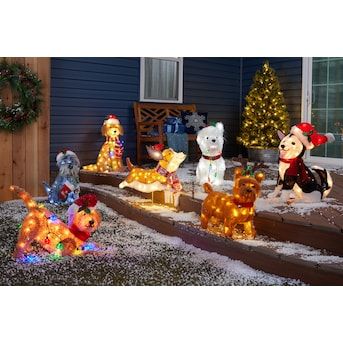 Holiday Living 18-in Lighted Doodle Dog Decoration in the Outdoor Christmas Decorations department at Lowes.com Golden Doodle Dog, Traditional Colonial, Colonial Christmas, Schnauzer Dog, Schnauzer Dogs, Doodle Dog, Dog Sculpture, Backyard Inspo, Dog Items