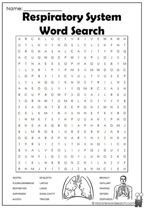 awesome Respiratory System Word Search Middle School Word Search Free Printable, Respiratory System Coloring Page, Respiratory System Worksheet, Respiratory System Activities, Hard Word Search Free Printable, Science Word Search, Free Human Body, Human Body Projects, Happy Nurses Day