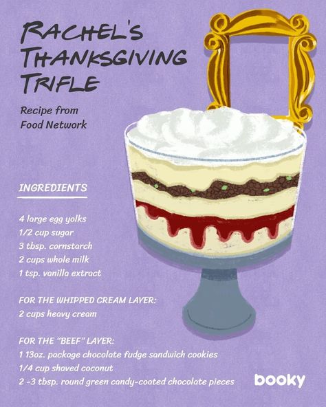 Thanksgiving Trifle, Friends Rachel Green, Cartoon Recipe, Homemade Recipe Books, Friends Rachel, Famous Recipes, Recipe Book Diy, Homemade Cookbook, Friends Reunion