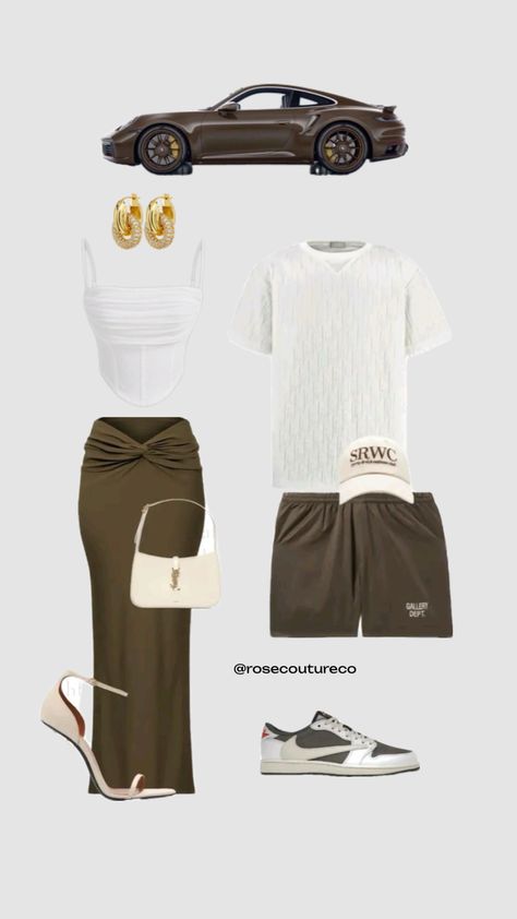 @rosecoutureco Couple Goal Outfits, Couples Matching Outfits Swag, Couples Clothes, Couple Outfit Ideas, Honeymoon Outfits, 2000s Outfits, Cute Couple Outfits, Quick Outfits, Matching Couple Outfits