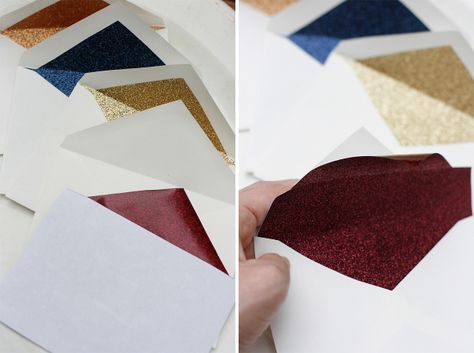 Easy DIY Glittered Envelopes - used adhesive sheets with envelope template and glitter Glitter Envelopes, Christmas Scrapbook Layouts, Paper Craft Tutorials, Envelope Punch Board, Punch Board, Glitter Diy, Envelope Template, Christmas Scrapbook, Be Nice