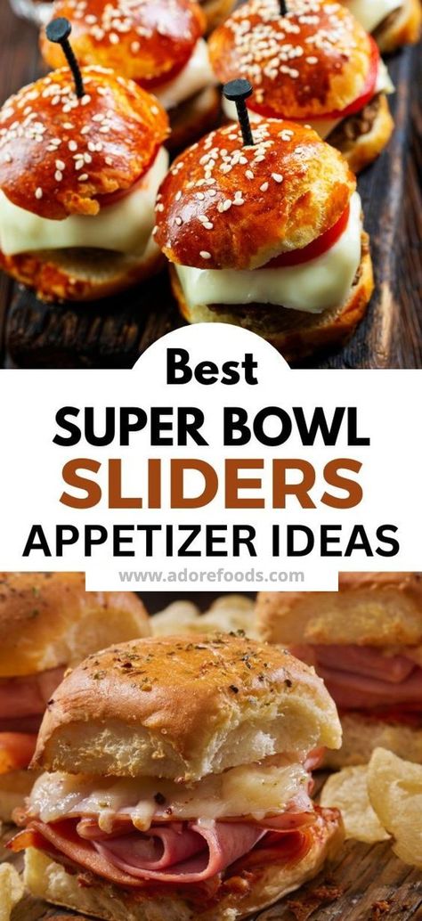 Whether you're hosting a Super Bowl party or tailgating on the weekend, sliders are an easy way to serve a crowd and this collection of the best slider recipes has something for every occasion #superbowlappetizerideas#superbowlparty #gamedaypartyfood Easy Super Bowl Appetizers, Super Bowl Sliders, Eat Appetizers, Tailgate Foods, Super Bowl Appetizers, Football Recipes, Easy Super Bowl, Healthy Superbowl, Healthy Superbowl Snacks