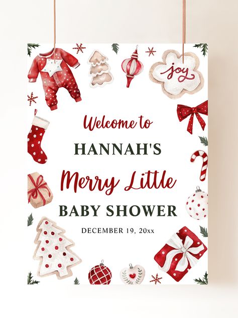 Red Winter Merry Little Baby Shower Welcome Poster, Holiday Cute Christmas  Baby Shower Welcome Sign Christmas Baby Shower Ideas For Boys, Baby Shower Christmas Theme, Christmas Themed Baby Shower Ideas, Christmas Baby Shower Ideas, December Baby Shower Ideas, Christmas Baby Shower Decorations, Red Baby Shower, Winter Baby Shower Invitations, Holiday Baby Shower