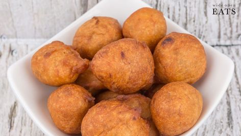 Sauerkraut Balls with Creamy Mustard Dipping Sauce - http://www.wideopeneats.com/recipes/sauerkraut-balls-with-creamy-mustard-dipping-sauce/ Sour Kraut Balls, Baked Hush Puppies, Sauerkraut Balls, Sour Kraut, Comfort Food Appetizers, Cornmeal Waffles, Mustard Dipping Sauce, Snack Dip, Party Appetizers