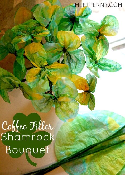 Saint Patricks Day Projects For Kids, St Patricks Day Crafts Elementary, March Projects For Kids, Saint Patricks Day Crafts Kids, Preschool St Patricks Day Art, Coffee Filter Shamrock, St Patrick’s Day Crafts And Activities, Easy March Crafts, St Patrick’s Day Crafts For Kids