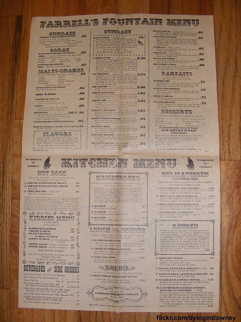 inside of 1969 Farrell's Ice Cream Parlour menu | Only a mon… | Flickr Farrell's Ice Cream, Ice Cream Menu, Ice Cream Parlour, Ice Cream Parlor, Wonderful Places, A Month, Ice Cream, Florida, Cream