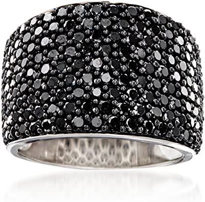 Ross-Simons 3.70 ct. t.w. Pave Black Spinel Wide Ring in Sterling Silver Black Rings For Women, Byzantine Rings, Black Spinel Ring, Spinel Ring, Spinel Gemstone, Bold Rings, Black Diamond Ring, Gemstone Engagement, Classic Engagement Rings