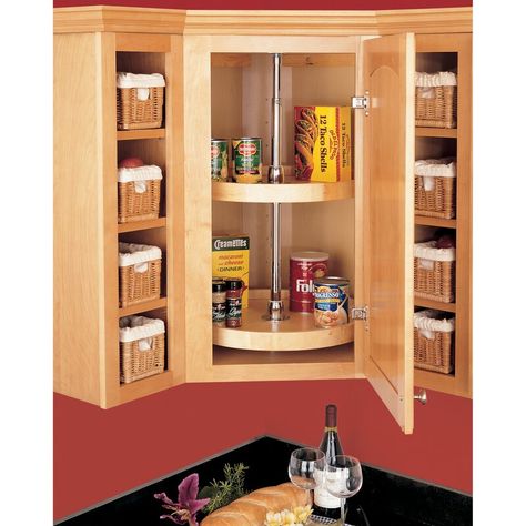 Full Circle 2-Shelf Lazy Susan Corner Kitchen Cabinets, 2 Tier Lazy Susan, Wooden Lazy Susan, Blind Corner Cabinet, Kitchen Shelving, Upper Kitchen Cabinets, Corner Kitchen Cabinet, Corner Kitchen, Lazy Susan Turntable