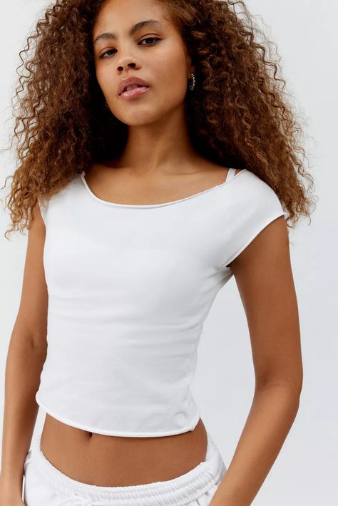 Out From Under Cotton Compression Boatneck Tee | Urban Outfitters Urban Outfitters Top, Urban Outfitters Clothes, Summer Attire, Cute Everyday Outfits, Urban Outfitters Tops, Knit Tees, Comfy Outfits, And Sign, Boat Neck