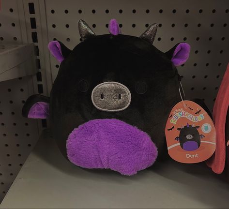 black body and purple fuzzy belly dragon squishmallow named Dent Goth Squishmallow, Black Squishmallow, Aesthetic Squishmallow, Dragon Squishmallows, Purple Squishmallow, Squishmallow Collection, Dragon Aesthetic, Goth Stuff, Cute Squishies