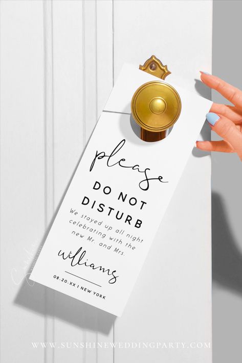 Wedding Door Hangers, Door Tag, Please Do Not Disturb, Modern Elegant Wedding, Wedding Doors, Door Hanger Template, Door Tags, Wedding Printable, Do Not Disturb