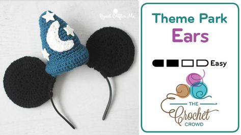 Crochet Fantasia Hat Ears For those who attended our event at Walt Disney World in Oct 2017, Sarah of Repeat Crochet Mickey Mouse Ears Free Pattern, Disney Ears Crochet Patterns Free, Crochet Hair Barrette Pattern, Crochet Mouse Ears Free Pattern, Crochet Disney Ears Pattern, Crochet Mickey Mouse Ears, Crochet Mickey Ears Free Pattern, Disney Crochet Ideas, Disney Crochet Hat