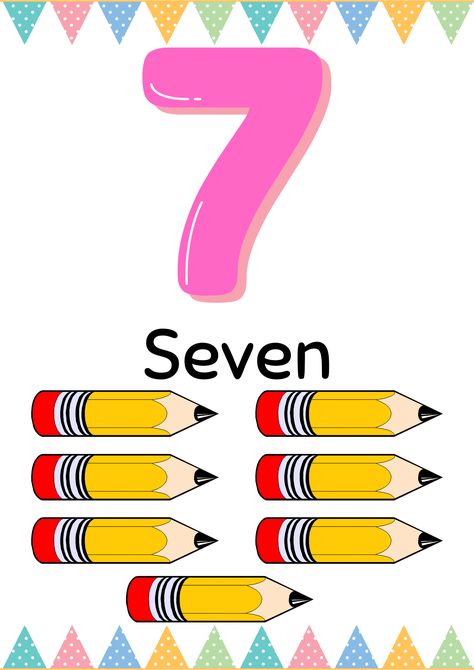 Free Number 7 Flashcard PDF Printable Number Flashcards Printable Free, Dora Pictures, Flashcards For Kindergarten, Kindergarten Math Addition, Flashcards For Toddlers, Number Flashcards, Peppa Pig Coloring Pages, Alphabet Pictures, Teaching Numbers