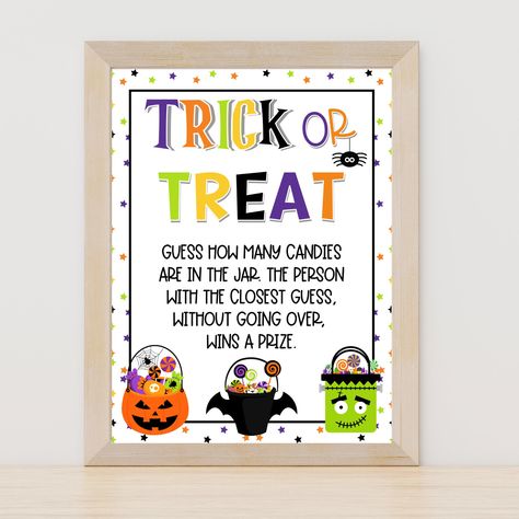 Guess How Many Candies Are in the Jar Halloween Printable | Halloween Party Game | Instant Download PDF Guess How Many In A Jar Halloween, Harvest Festivals, Candy Guessing Game, School Halloween Party, Halloween Party Printables, Fun Classroom Activities, Harvest Party, Sunday School Activities, Halloween Party Games