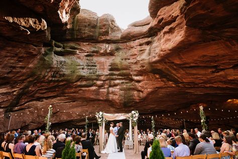 KCIDY DESIGN Weddings | Private Cave Wedding | Denver Colorado | Circle Ceremony | Market Lights Reception | Sparkler Exit | First Dance | www.kcidy.com Unique Colorado Wedding Venues, Cave Wedding Ceremony, Red Rocks Wedding Colorado, Small Colorado Wedding, Colorado Venues, Lights Reception, Circle Ceremony, Amphitheater Wedding, Weddings Green