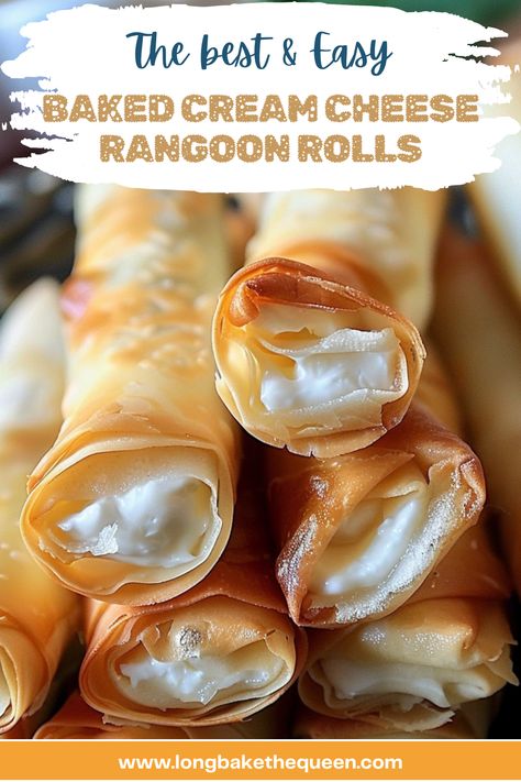 Transform your snack game with Baked Cream Cheese Rangoon Rolls! These crispy delights are easy to make and perfect for any gathering. Get the recipe now and dive into creamy goodness. Pin it for later and make your next party unforgettable! Cream Cheese Rangoon Rolls Recipe, Thai Cheese Rolls, Cream Cheese Ragoons Baked, Cream Cheese Rangoon Rolls, Rangoon Recipe Cream Cheese, Cream Cheese Ragoons, Cream Cheese Rangoon Recipe, Cheese Rangoon Recipe, Cream Cheese Egg Rolls