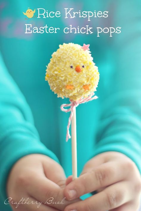 *Rice Krispies Easter chick pops Rice Krispie Treats Easter Eggs, Rice Krispie Easter Eggs, Rice Crispy Treats With Peeps, Rice Crispy Easter Eggs, Peanut Butter Rice Krispie Easter Eggs, Easter Deserts, Marshmallow Pops, Easter Goodies, Slow Cooker Desserts